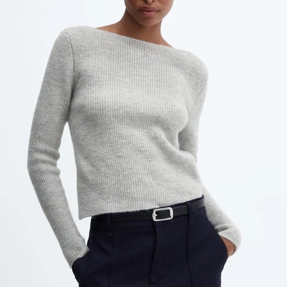 NWT MANGO Gray Knitted Sweater